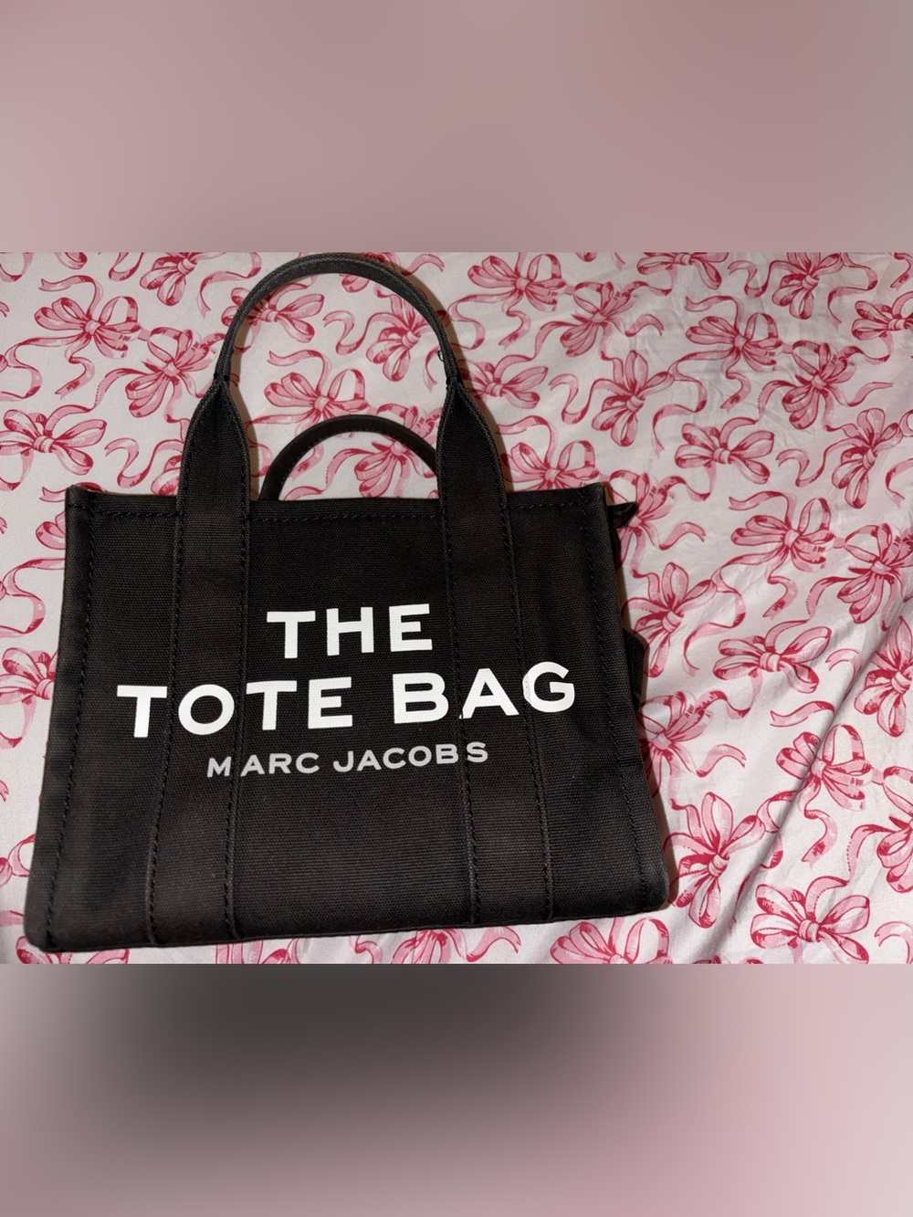 Marc Jacobs Black Canvas Tote with White Logo